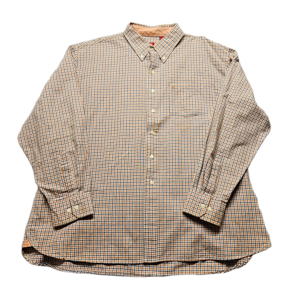 Izod Shirt Mens XXL Multicolor Check‎ Long Sleeve Collared Casual Button Down